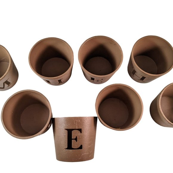 Country Home Décor Votive Tea Light Lettered Candle Holders | Set of 8 | - Picture 6 of 6